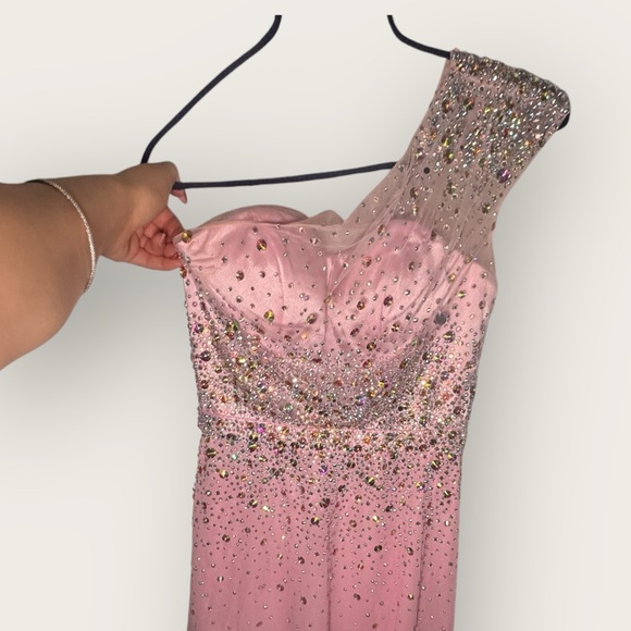 Tony Bowls Le Gala Style Gown Pink Prom Pageant Formal Dress Gems Shiny Fairy 2 - Picture 3 of 16